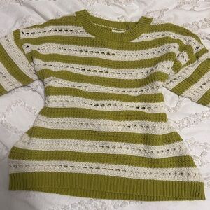 Striped Green and Cream Women's Sweater